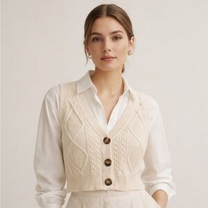 NWT Sincerely Jules Cable Knit Cropped Vest